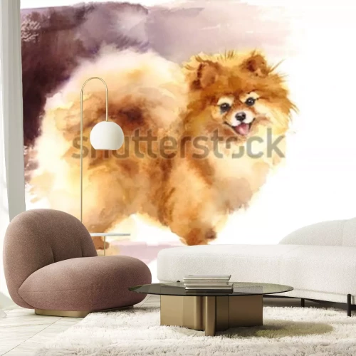 Fototapete Hund mit Aquarellfarbe gemalt