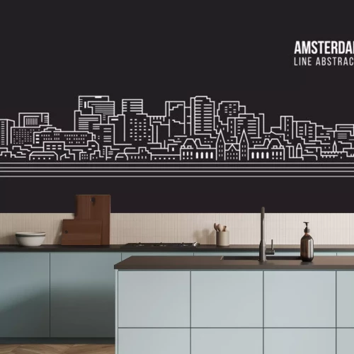 Sticker Cityscape Building Line art Vector Illustration design - Amsterdam city