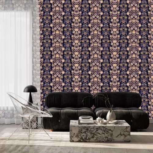 Tapete Bunte kleine orientalische Blumen auf dem Hintergrund