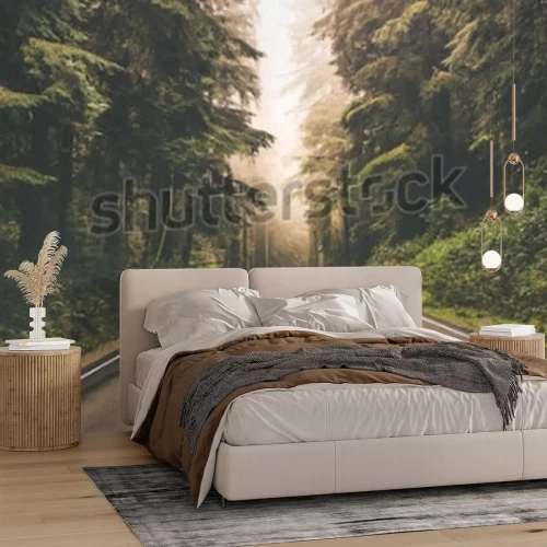 Fototapete Waldweg auf einer Landschaft