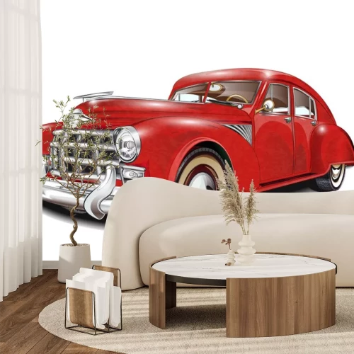 Sticker Rotes Auto Retro realistische Grafik