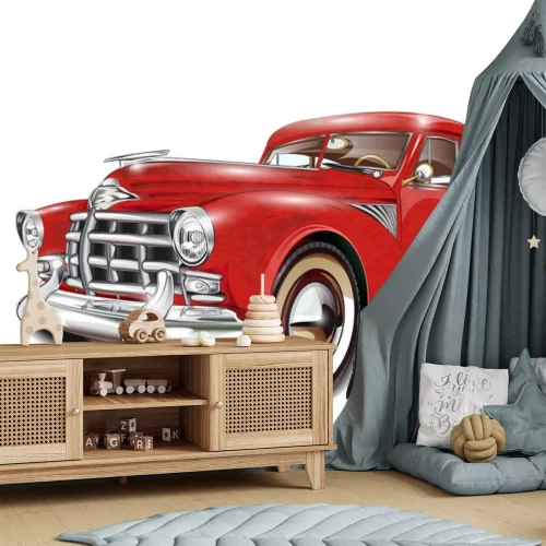 Sticker Rotes Auto Retro realistische Grafik