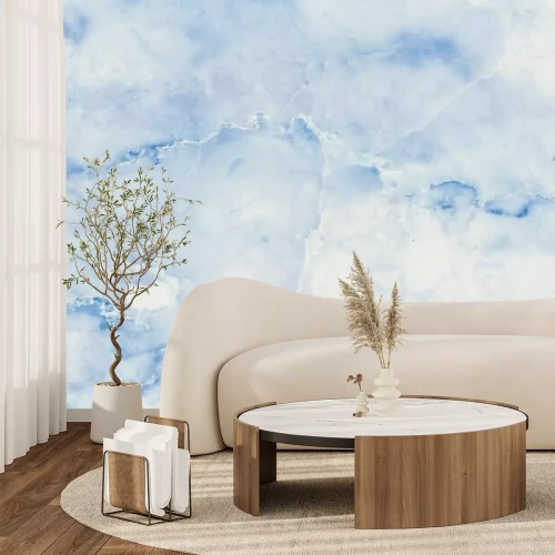 Fototapete Blue pastel marble texture background in natural patterns with high resolution detailed structure bright and luxurious, seamless pattern of tile stone floor.