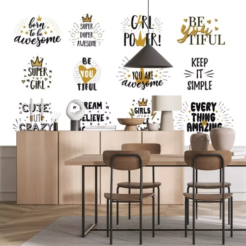 Sticker Vector mega set of  girl slogans. Print for t-shirt. Girls motivation quotes. 