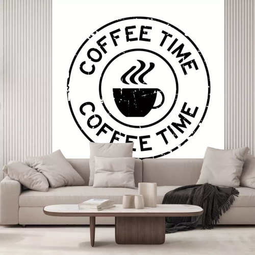 Sticker Stempel mit Tasse Kaffee und Aufschrift