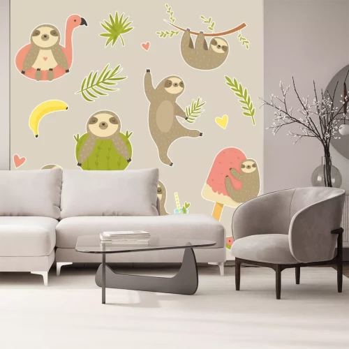 Sticker Big set of stickers with cute sloth