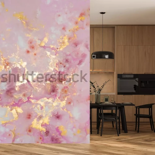 Fototapete Rosa und Gold in einer abstrakten Komposition