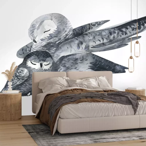 Sticker Tiere kuschelnde Eulen