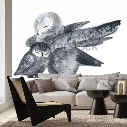 Sticker Tiere kuschelnde Eulen