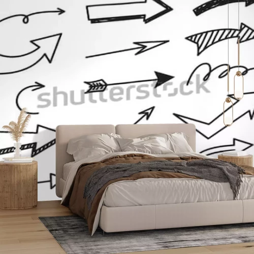 Sticker Satz des Pfeilgekritzels auf weißem Hintergrund