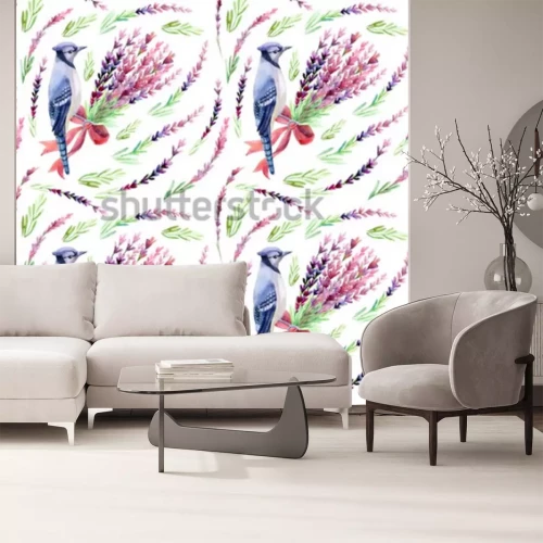 Fototapete Vögel Blumen in einem Strauss