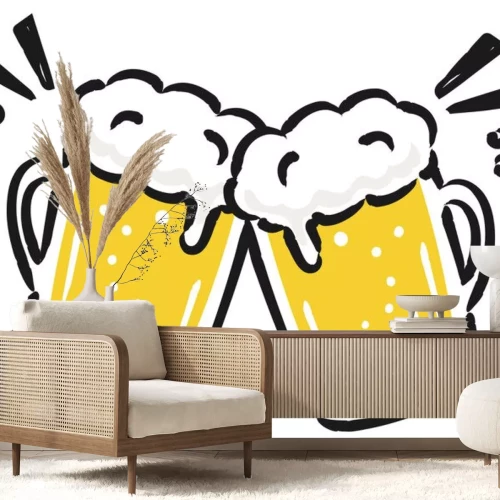 Sticker Bierkrüge beim Anstoßen Grafik