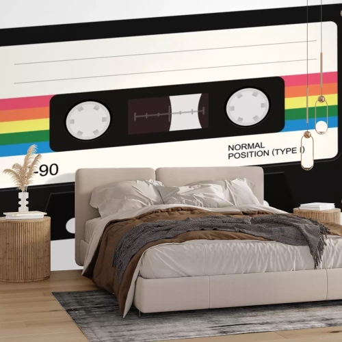 Sticker Kompaktkassette mit Regenbogenflagge Grafik