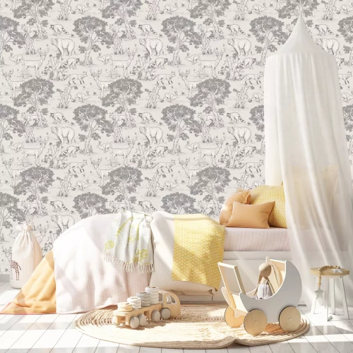 Tapete Skizze von Tieren im Wald