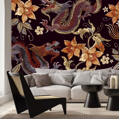 Fototapete Klassische asiatische Stickerei