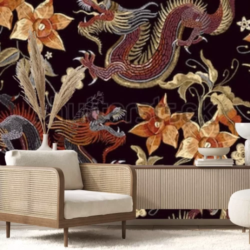 Fototapete Klassische asiatische Stickerei