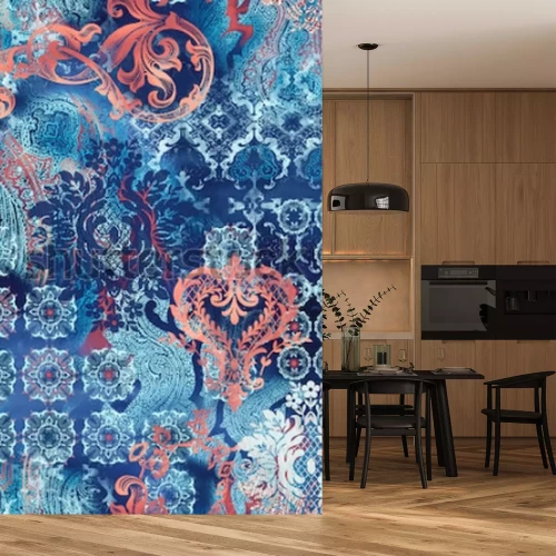 Fototapete Ethnisches blaues Muster