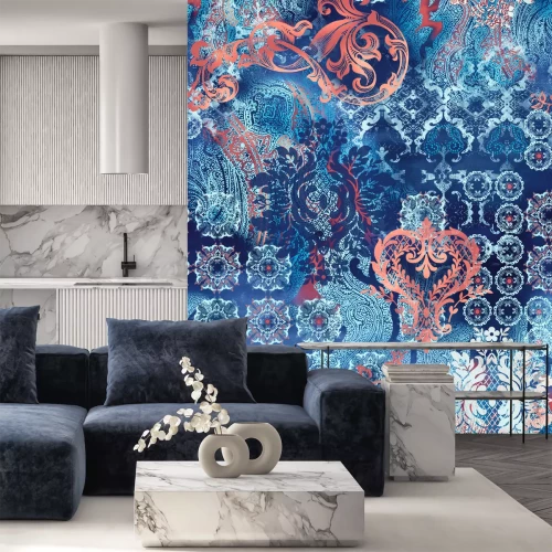 Fototapete Ethnisches blaues Muster