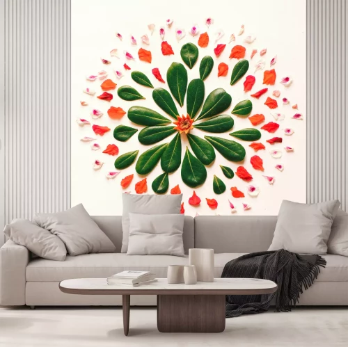 Sticker Mandala aus Blättern und Blütenblättern