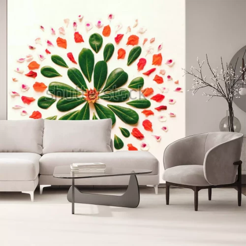 Sticker Mandala aus Blättern und Blütenblättern