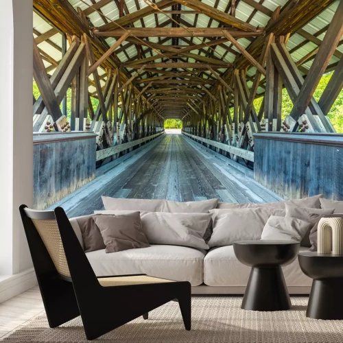 Fototapete Brücke 3d mit Holzbalken