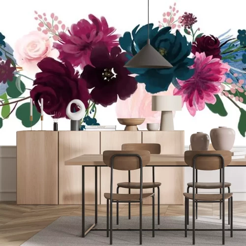 Sticker Dekorative Komposition aus Blumen und Federn