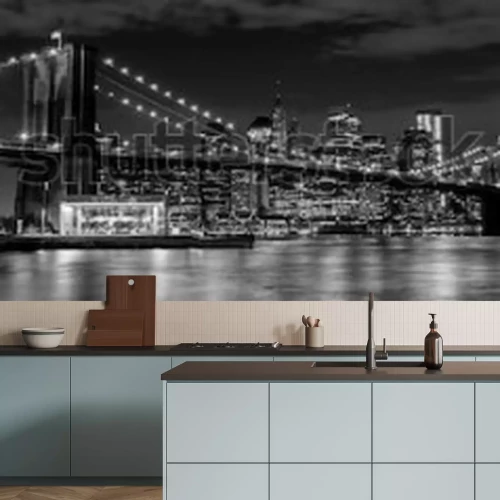 Fototapete Räumliches Muster mit Brücke