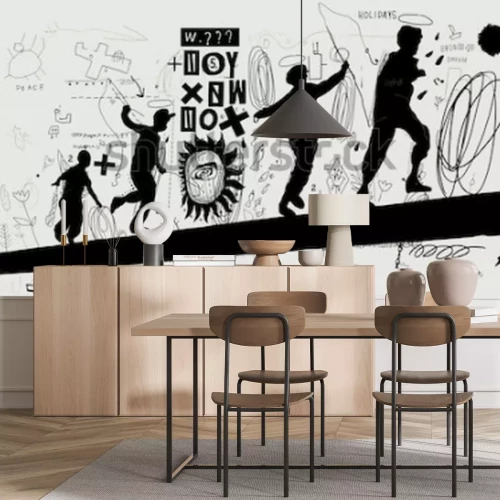 Fototapete Schwarz-weißes Graffiti