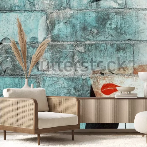 Fototapete Gesicht einer Frau an Mauer gemalt