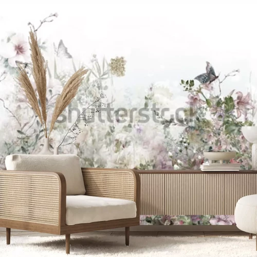 Fototapete Blumen Aquarell