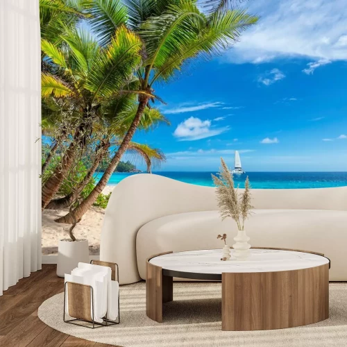 Fototapete Strand Palmen und Ozean