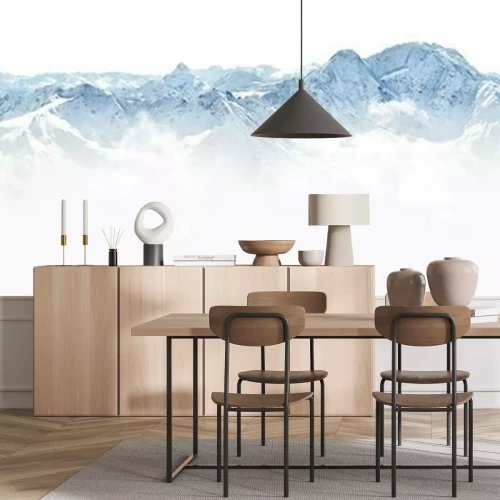 Sticker Panorama of winter mountains in Caucasus region,Elbrus mountain,