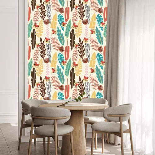 Tapete Abstrakte Farbe tropische Blätter flachen Tierhintergrund nahtlos