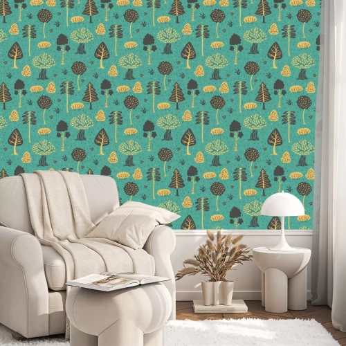 Tapete Wald im Doodle-Stil