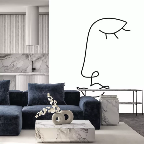 Fototapete Ein Porträt in Strichzeichnungen