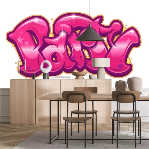 Sticker Party word in graffiti style