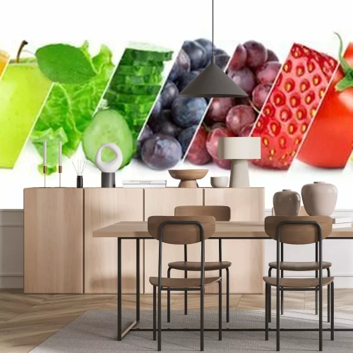 Sticker Fragmente von Obstfotos nach Farben geordnet