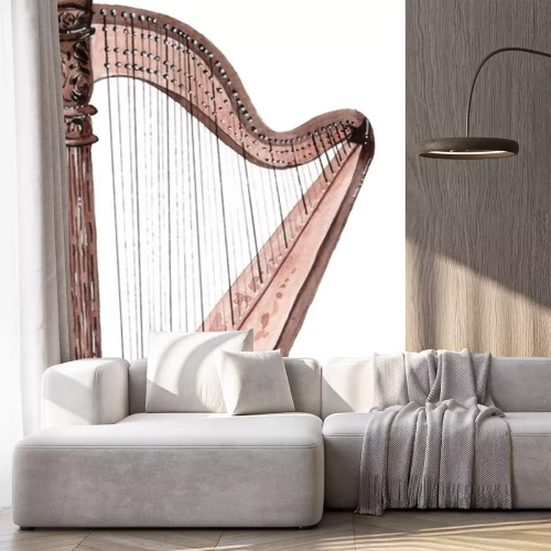 Sticker Musikinstrumente Harfe mit Aquarellfarben gemalt