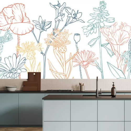 Sticker vector drawing poppy flowers