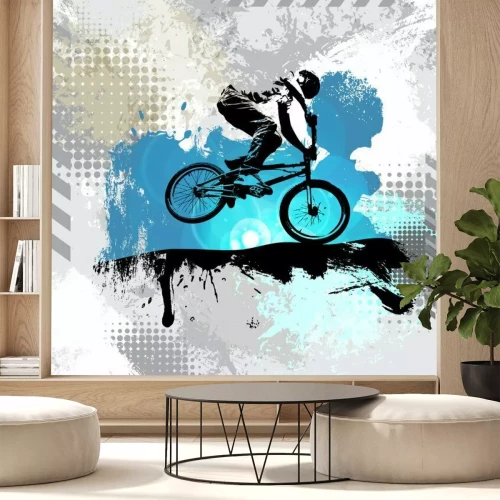 Sticker Silhouette of a bicycle rider, vector