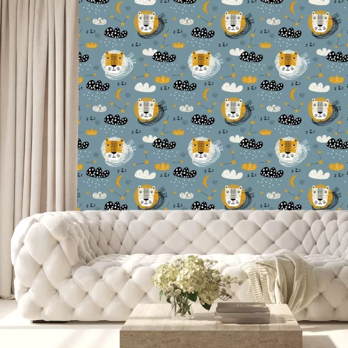 Tapete Schlafende Löwen zwischen den Wolken