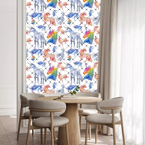 Tapete Aquarell Einhörner