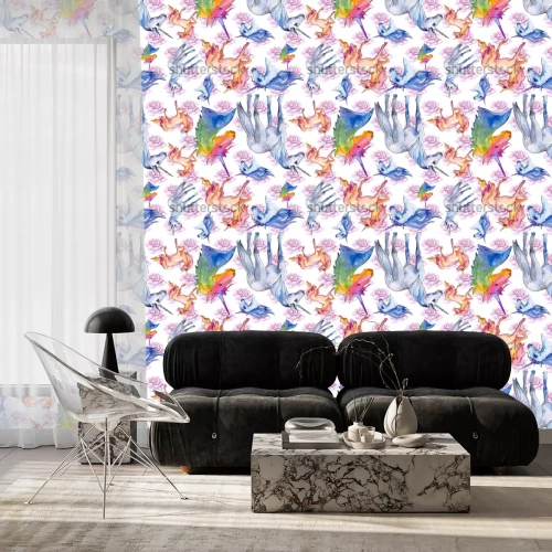 Tapete Regenbogen-Einhörner