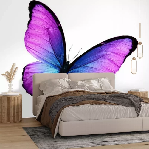 Sticker Schwarzer Schmetterling mit violett-blauen Flügeln