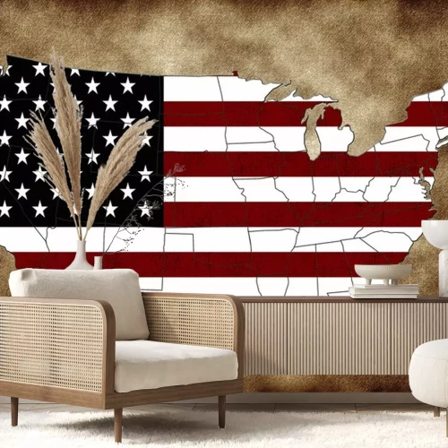 Sticker USA-Karte mit der Flagge und die Staaten