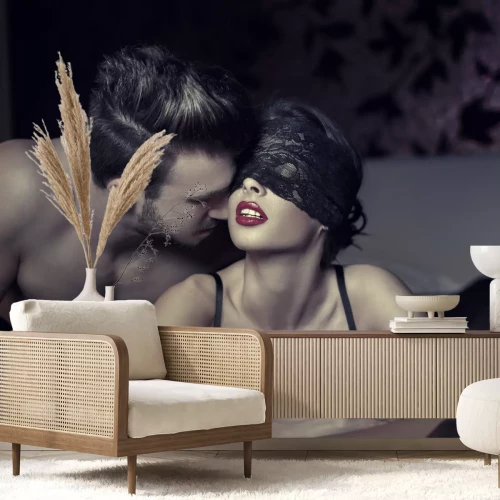 Fototapete Erotische Aufnahme des Paares in Dessous