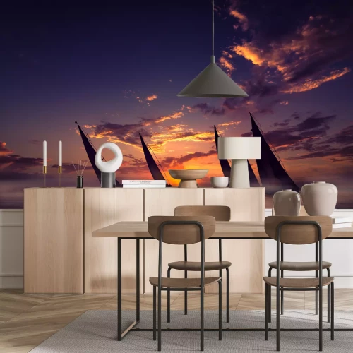 Fototapete Segelboote bei Dämmerung