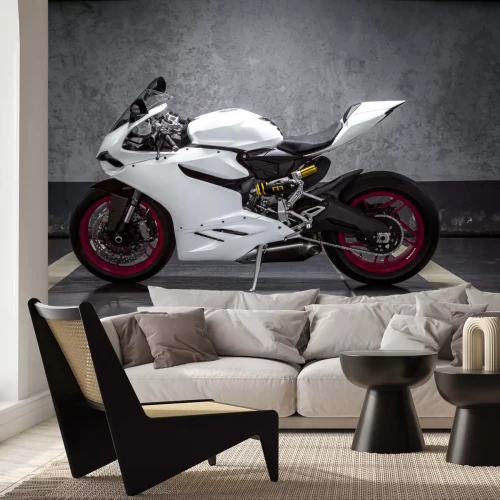 Fototapete Weißes Sportmotorrad