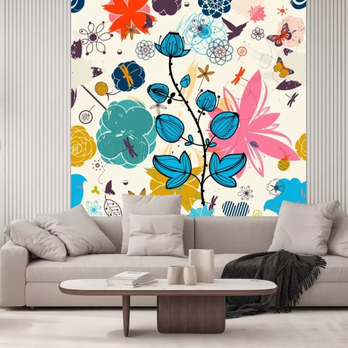 Sticker Retro-Blumenmuster