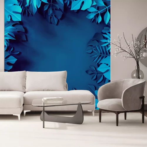 Sticker 3d Rahmen von blauen Pflanzenblättern